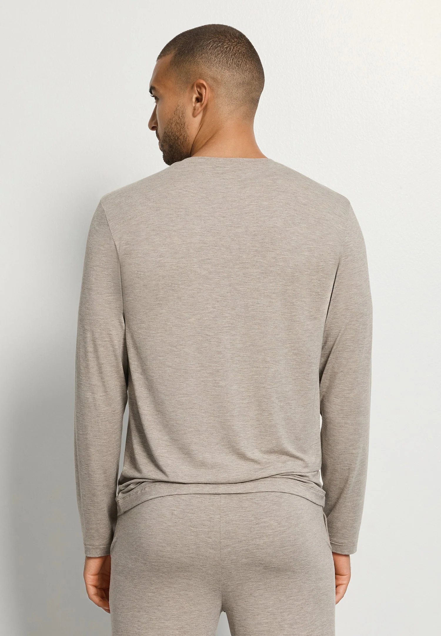 Casuals L/SLV Shirt V-Neck | hazelnut melange 075036-073115 - Image 4