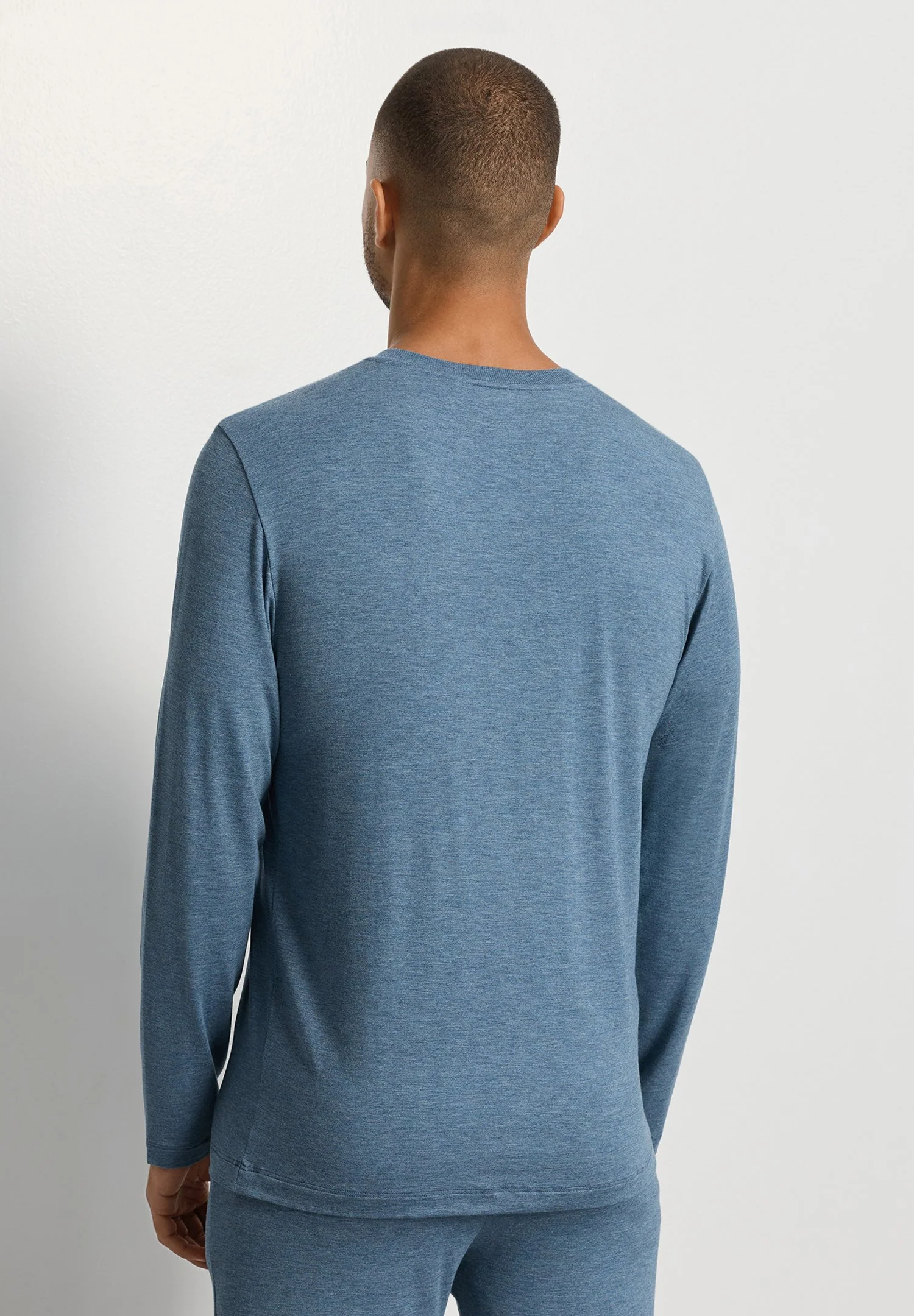 Casuals L/SLV Shirt V-Neck | retro blue melange 075036-073082 - Image 4