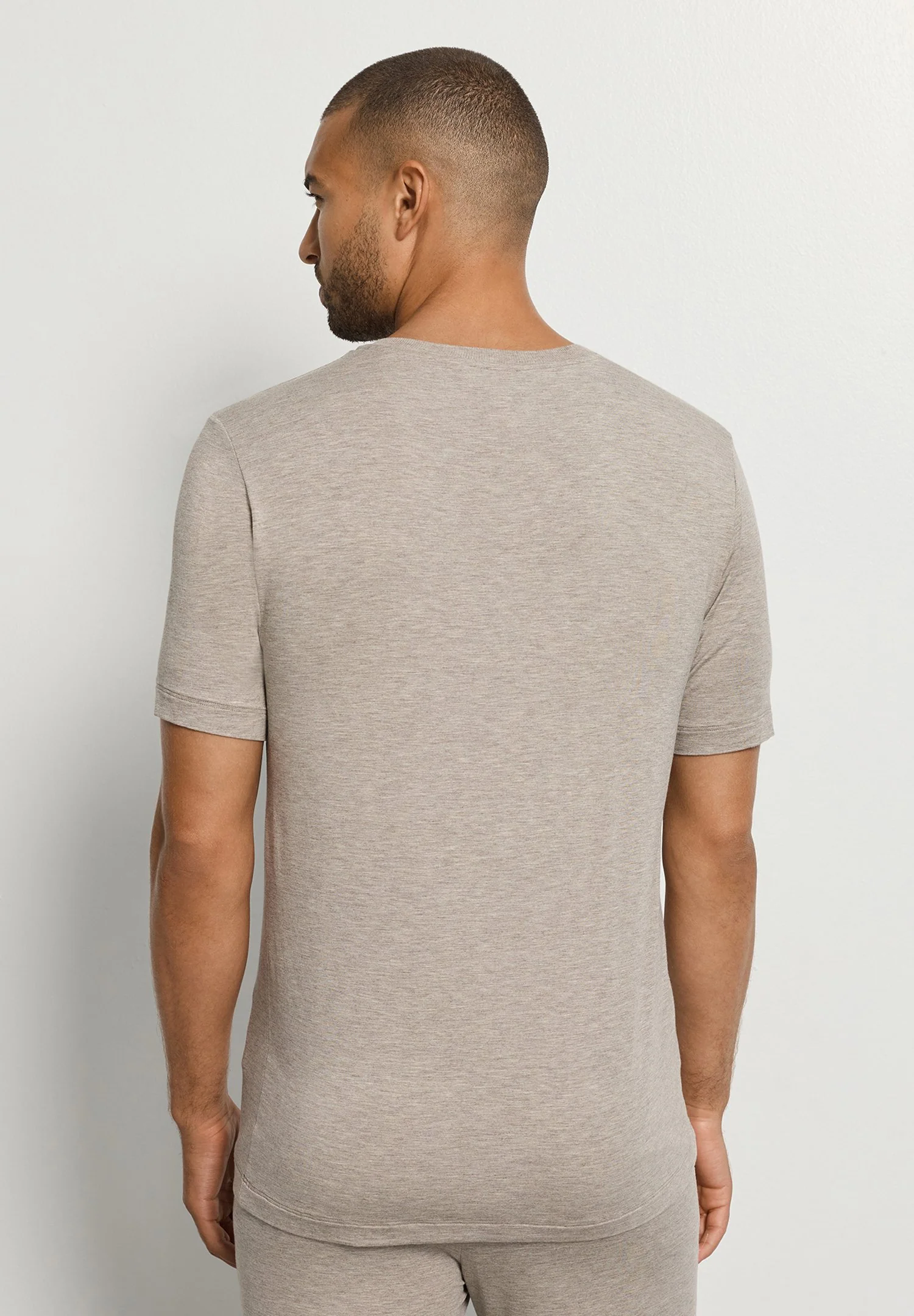 Casuals S/SLV Shirt V-Neck | hazelnut melange 075035-073115 - Image 4
