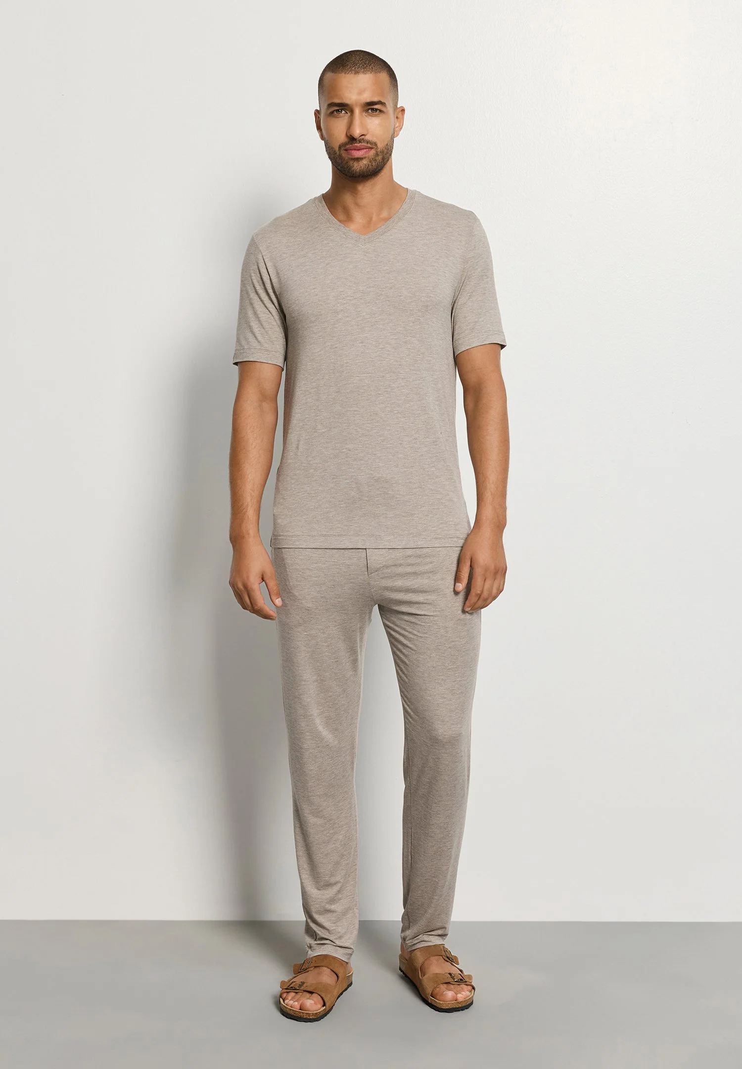 Casuals S/SLV Shirt V-Neck | hazelnut melange 075035-073115 - Image 5
