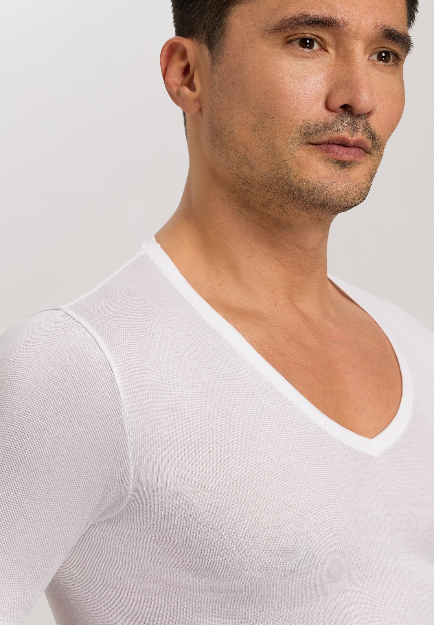 Cotton Pure S/SLV Shirt V-Neck | white 073665-070101 - Image 6
