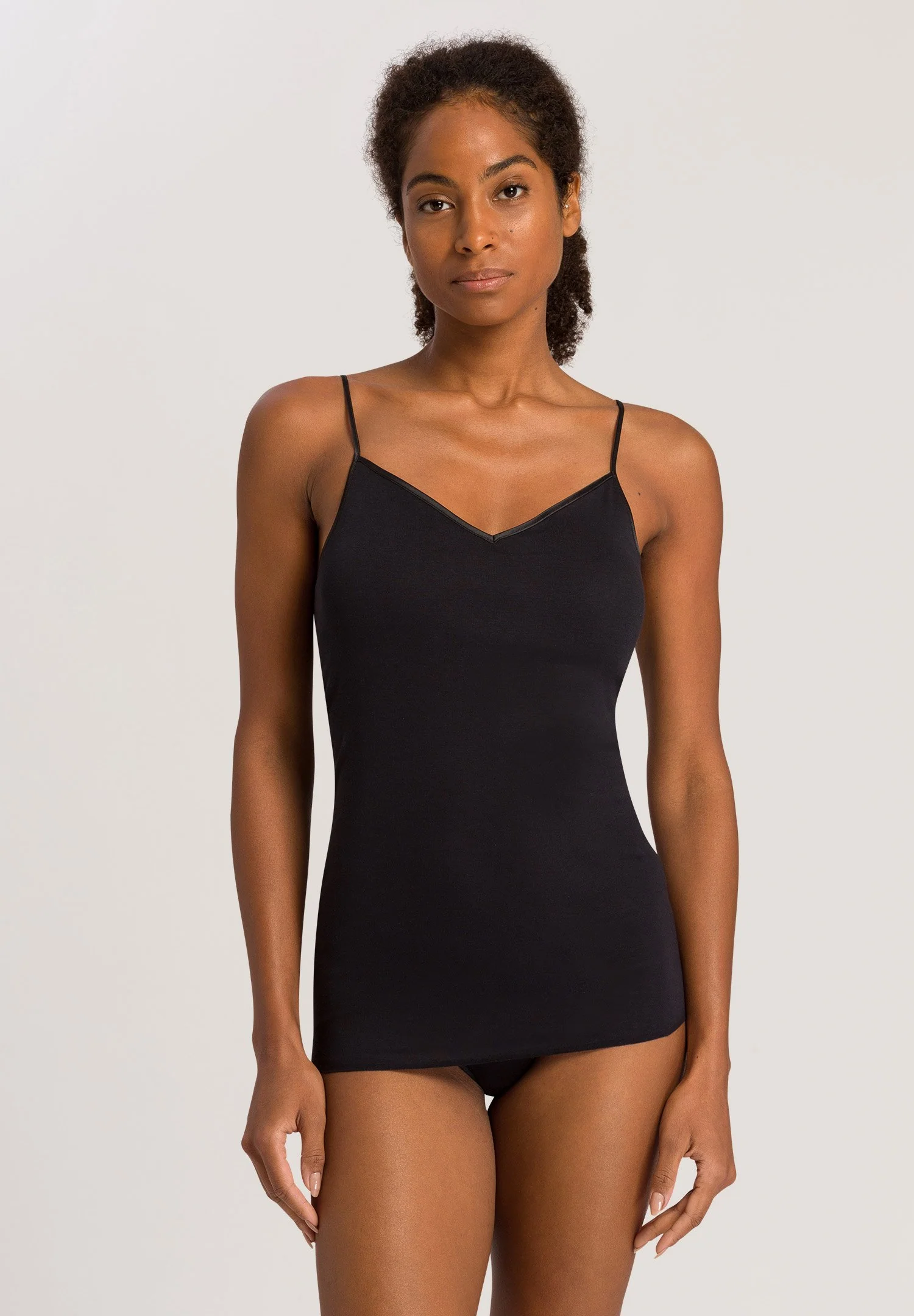 Cotton Seamless Padded Spaghetti Top | black 071605-070019 - Image 2