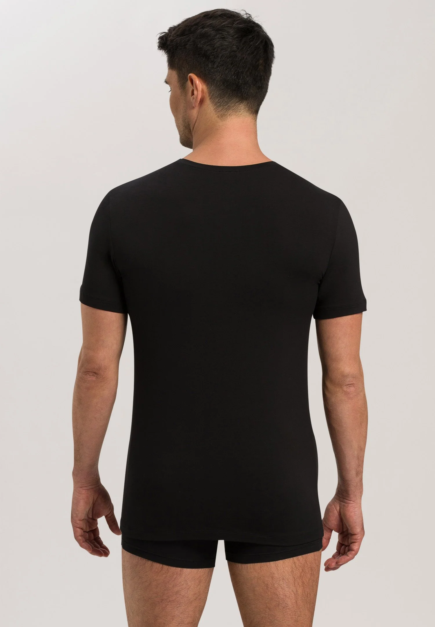 Cotton Superior S/SLV Shirt V-Neck | black 073089-070199 - Image 4
