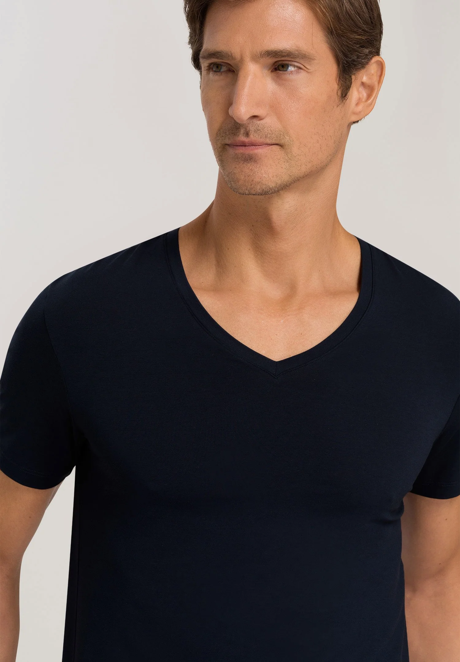 Cotton Superior S/SLV Shirt V-Neck | midnight navy 073089-070593 - Image 6