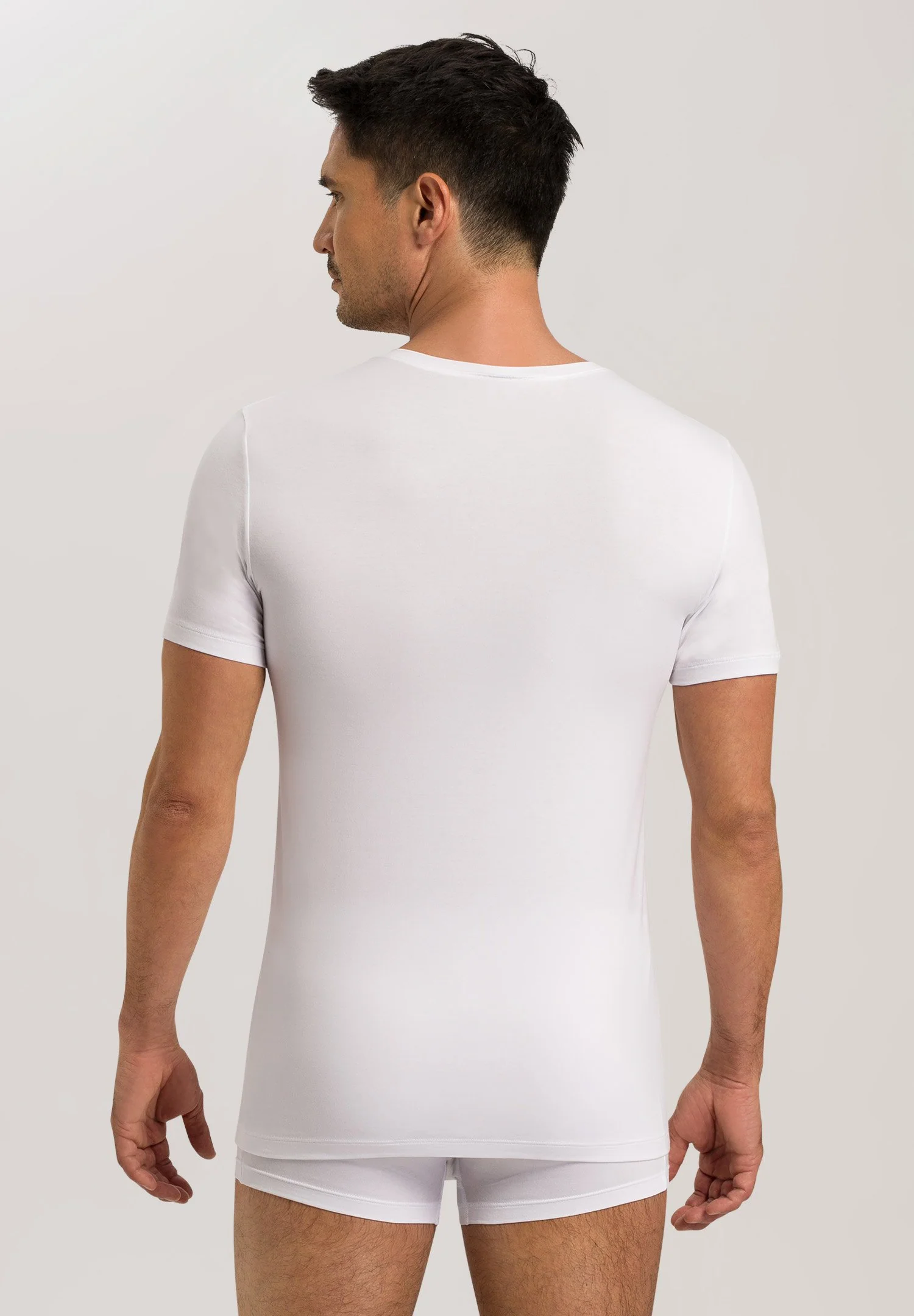Cotton Superior S/SLV Shirt V-Neck | white 073089-070101 - Image 4