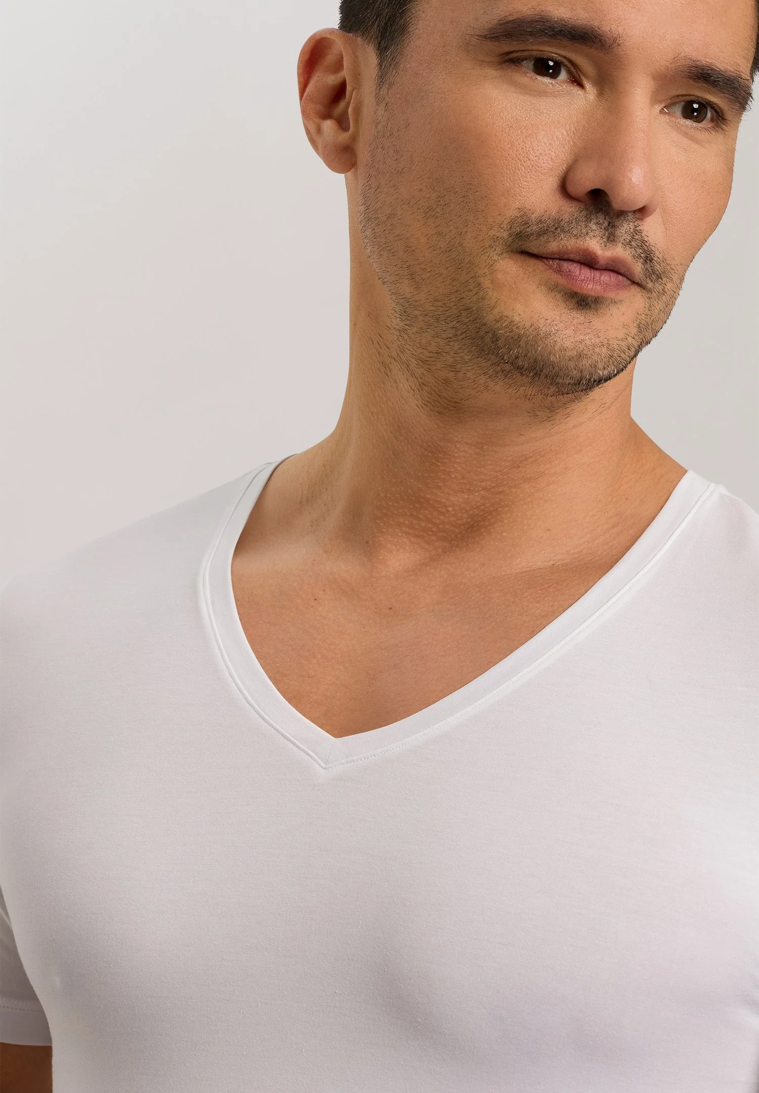 Cotton Superior S/SLV Shirt V-Neck | white 073089-070101 - Image 6