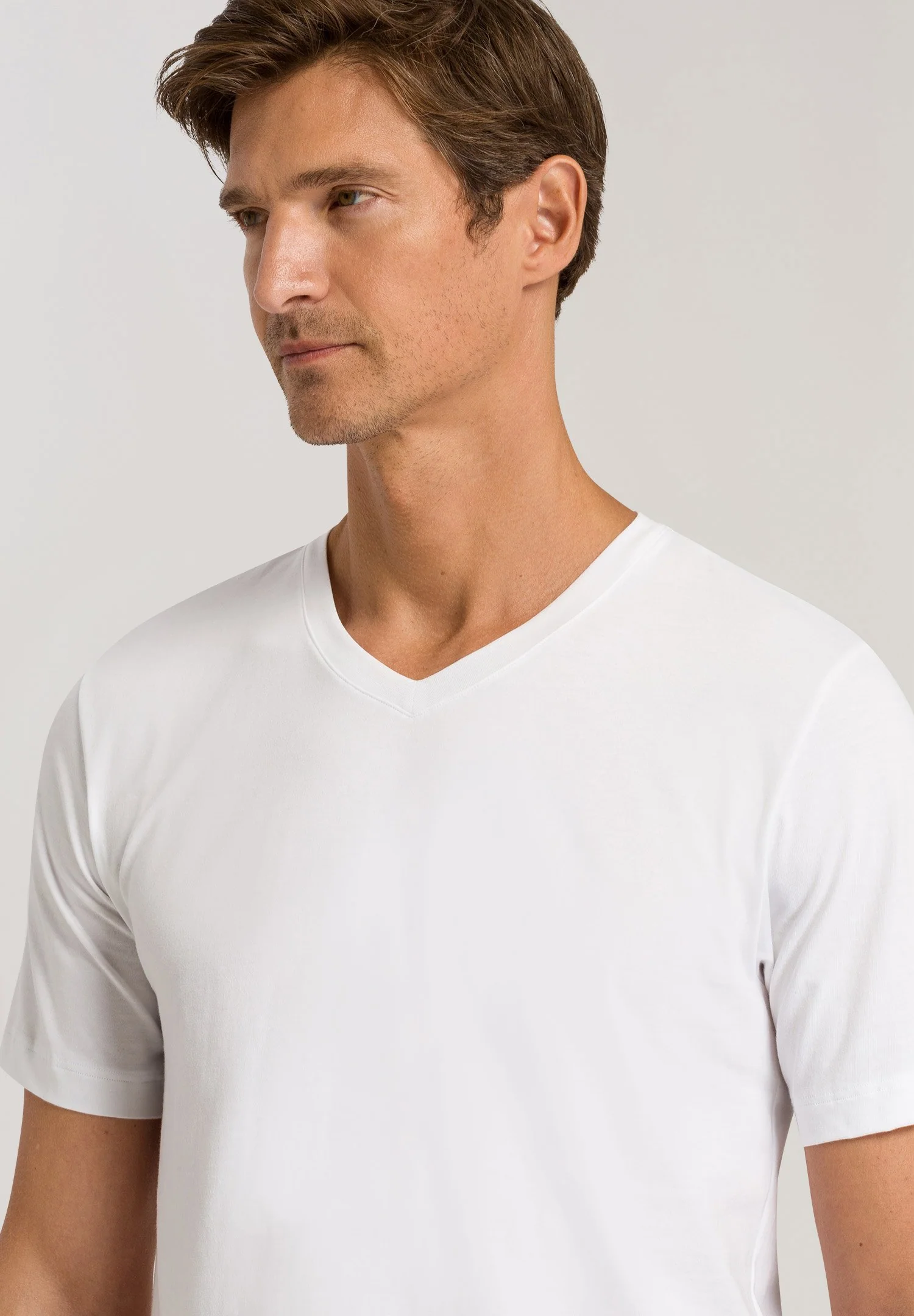 Living Shirts S/SLV Shirt V-Neck | white 075051-070101 - Image 6