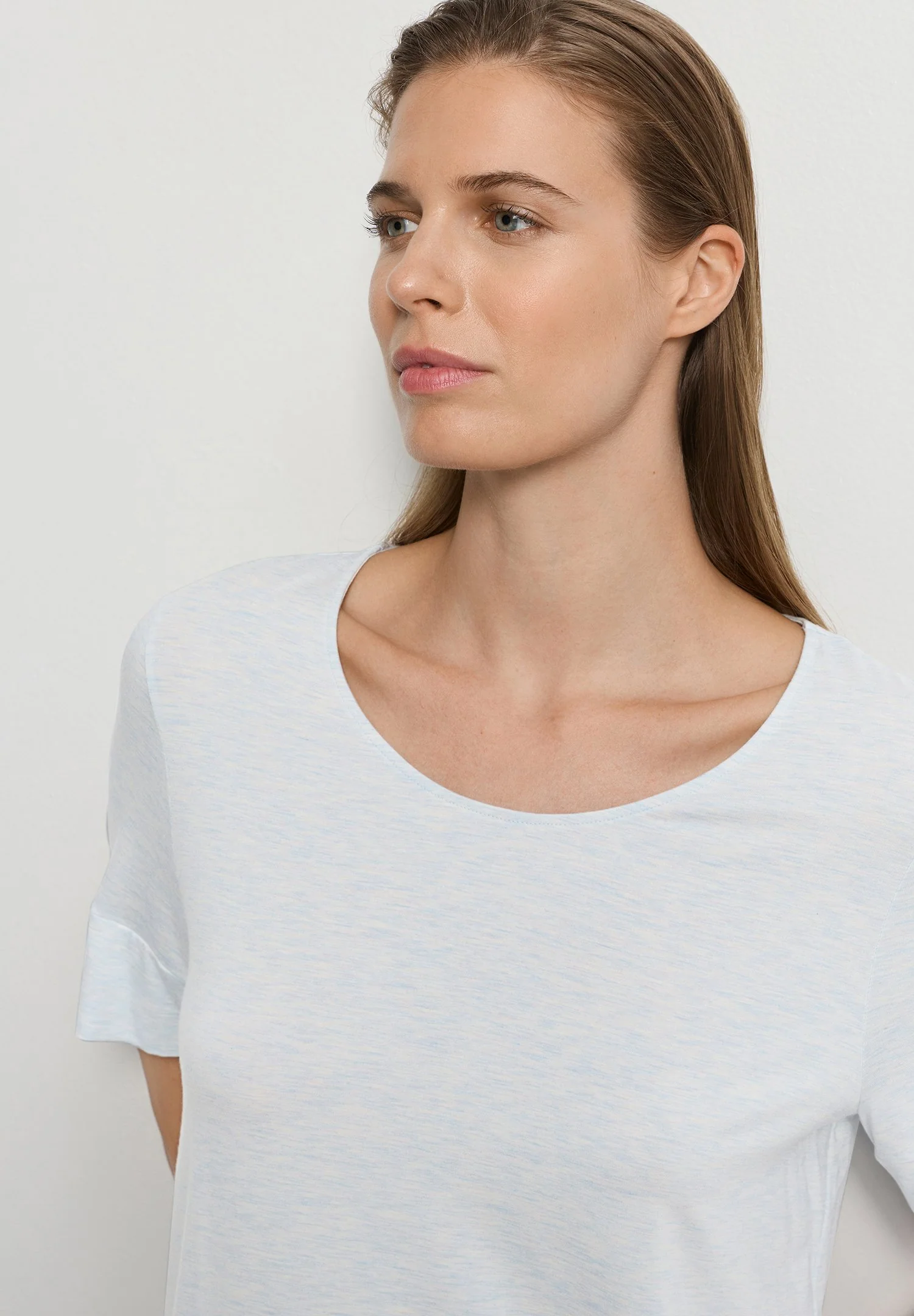 Natural Elegance S/SLV Shirt | watery blue melange 074902-073081 - Image 6