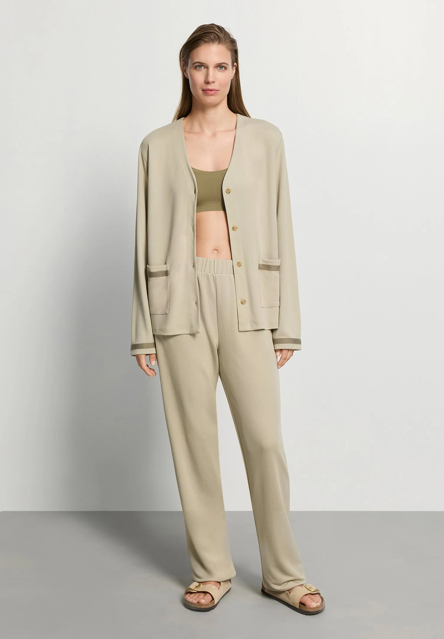 Pure Comfort Cardigan | olive stem 078902-072661 - Image 5