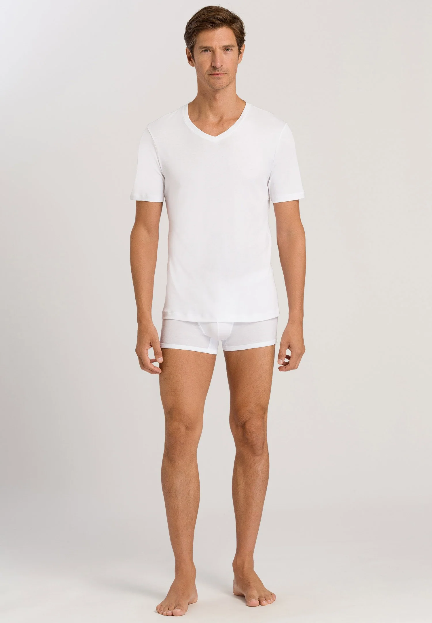 Sea Island Cotton S/SLV Shirt V-Neck | white 073173-070101 - Image 5