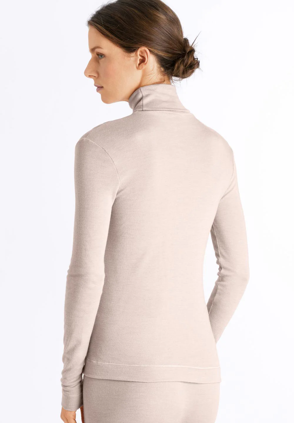 Silk/Cashmere Turtle-Neck Shirt | vanilla 071659-071203 - Image 4