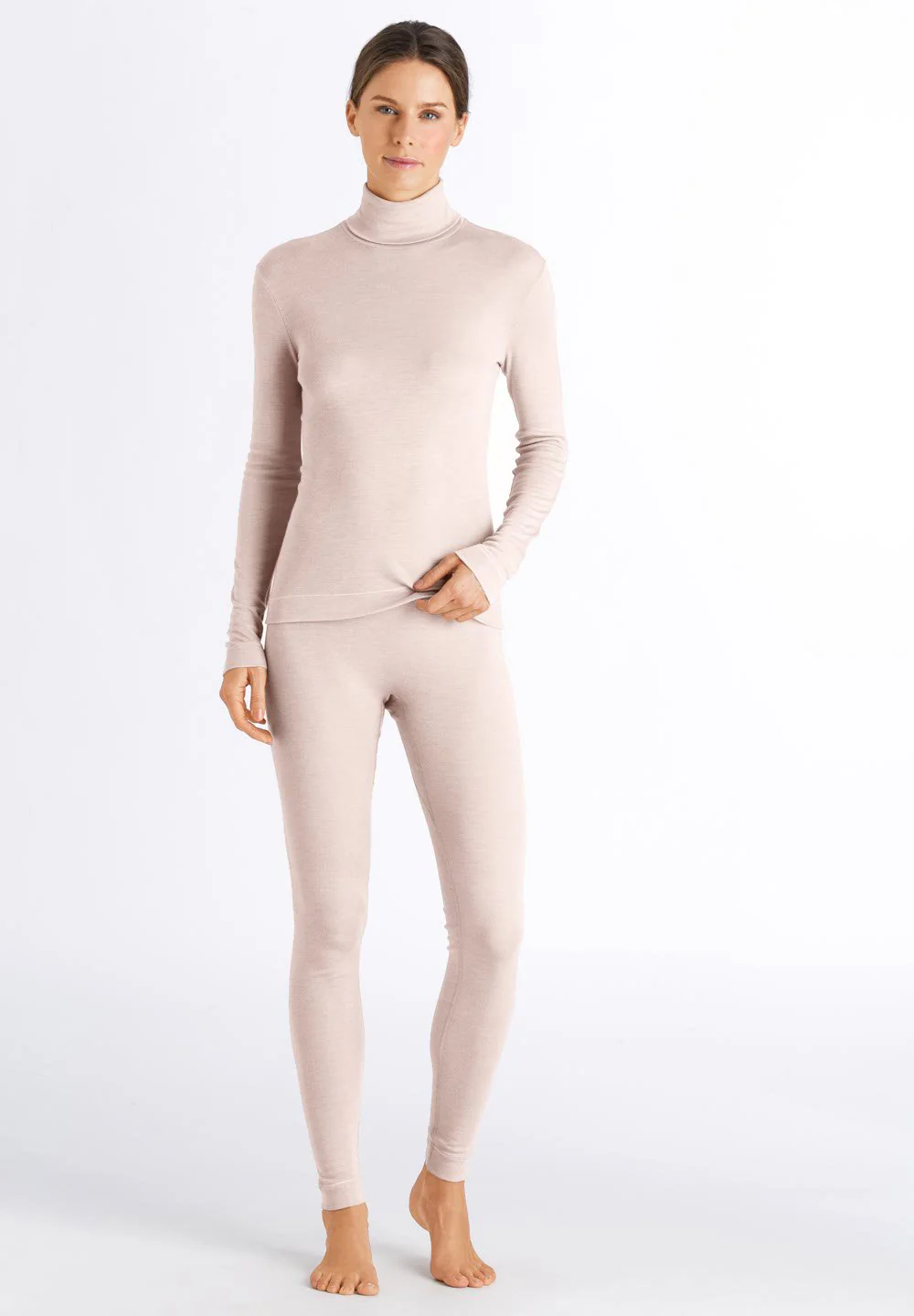 Silk/Cashmere Turtle-Neck Shirt | vanilla 071659-071203 - Image 5