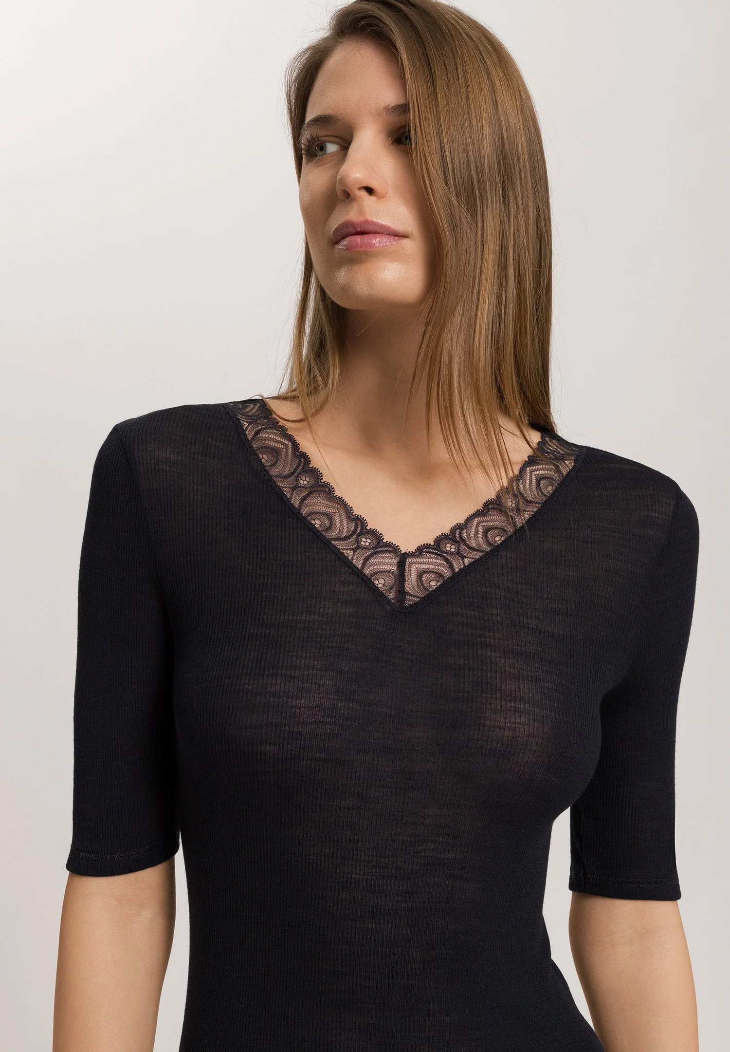 Woolen Lace S/SLV Shirt | black 070829-070019 - Image 6