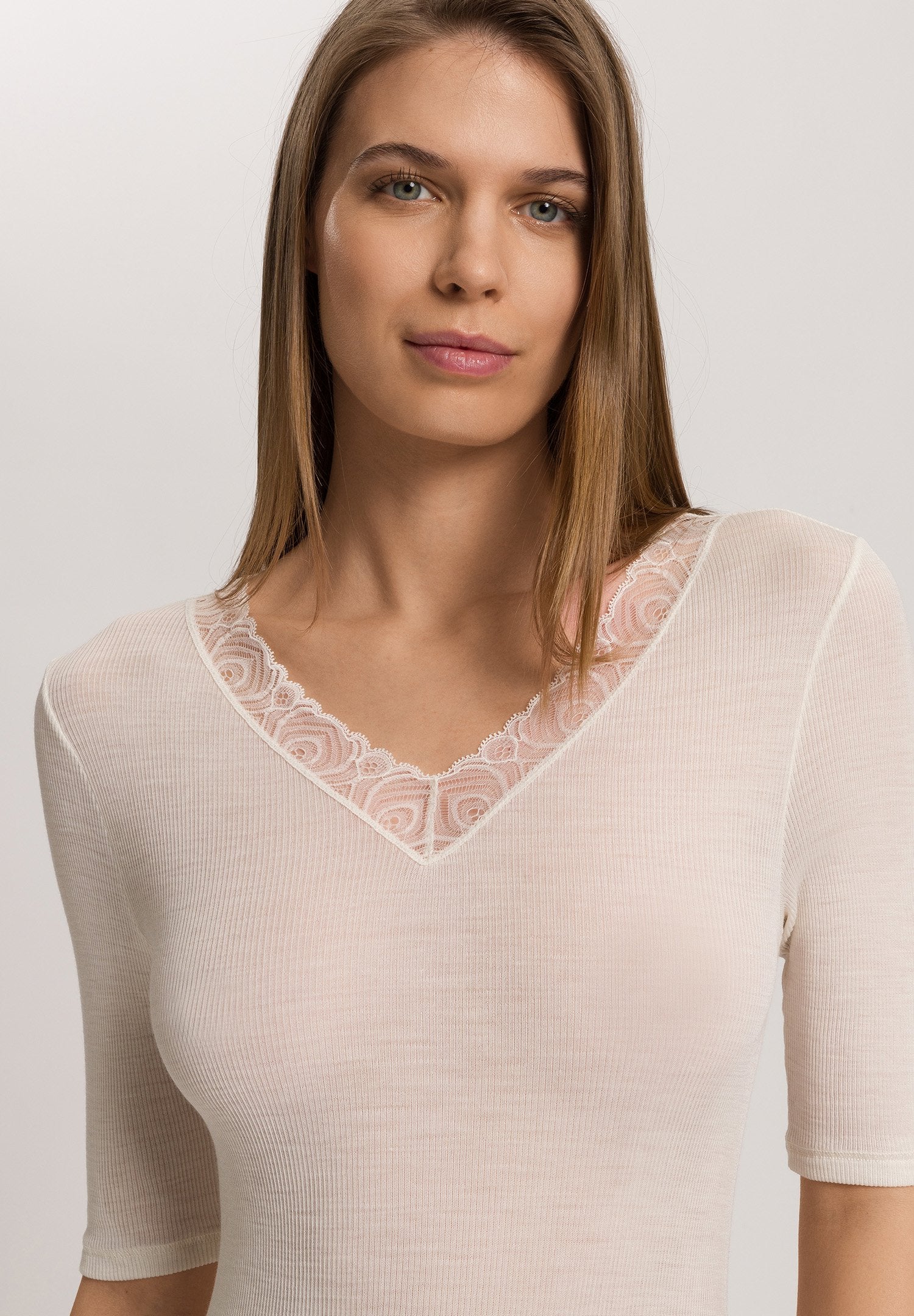 Woolen Lace S/SLV Shirt | misty white 070829-072123 - Image 6