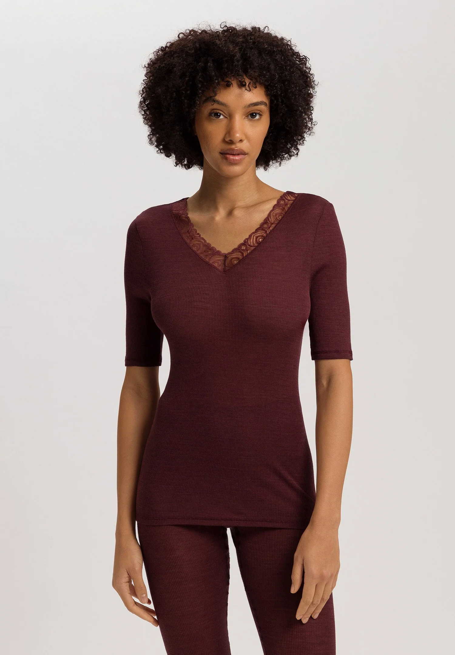 Woolen Lace S/SLV Shirt | vivid brown 070829-072421 - Image 2
