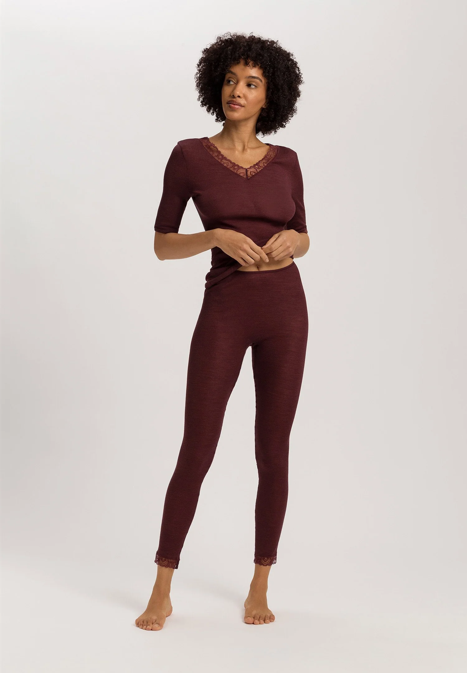 Woolen Lace S/SLV Shirt | vivid brown 070829-072421 - Image 5