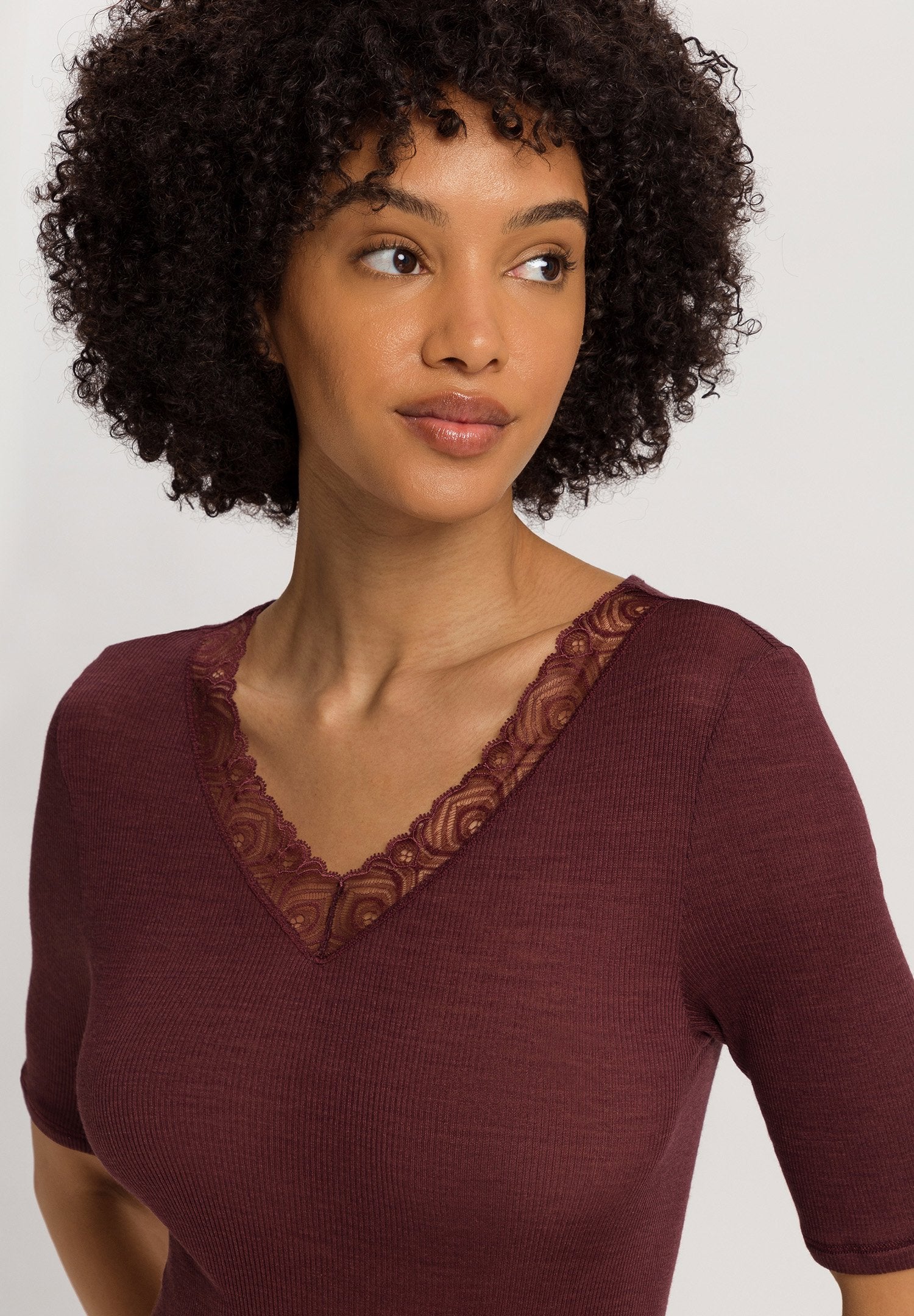 Woolen Lace S/SLV Shirt | vivid brown 070829-072421 - Image 6