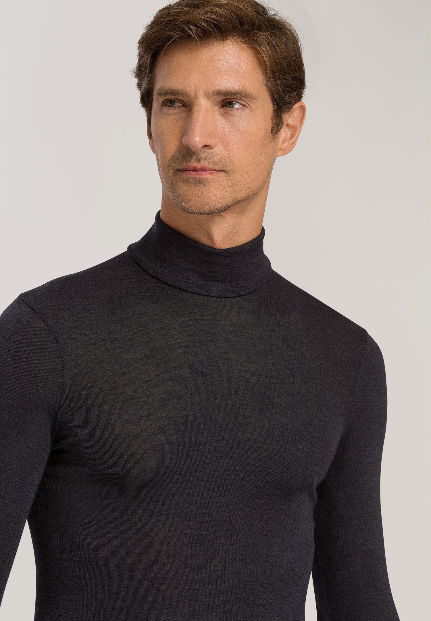 Woolen Silk Turtle-Neck Shirt | anthracite 073403-070176 - Image 6